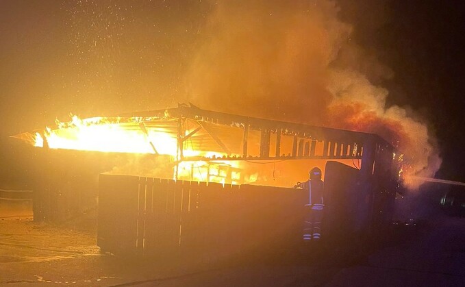 Firefighters said the agricultural fire in Dorset had been caused by an unattended candle (Maiden Newton Fire Station)