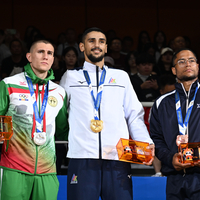 (SP)CHINA-CHENGDU-THE WORLD GAMES 2025-KICKBOXING-MEN'S K1 -75KG-VICTORY CEREMONY (CN)