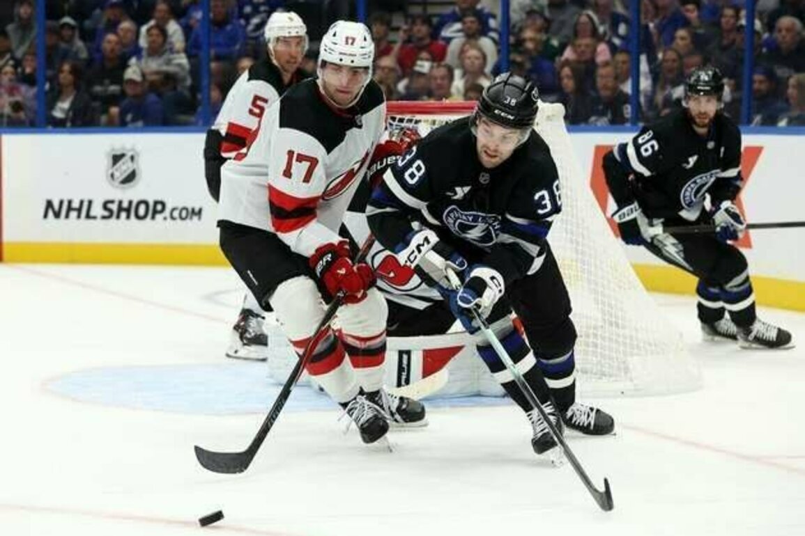 Devils get 2 goals from Connor Brown to earn first win vs. Lightning