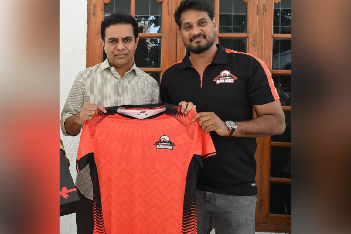 Hyderabad Black Hawks invite former Industries, Information Technology, and Communications Minister, KTR Gaaru to Prime Volleyball League home matches