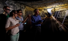 Students with Paul Hagan, head of UNSW’s School of Mining Engineering, at the school’s virtual reality mining lab