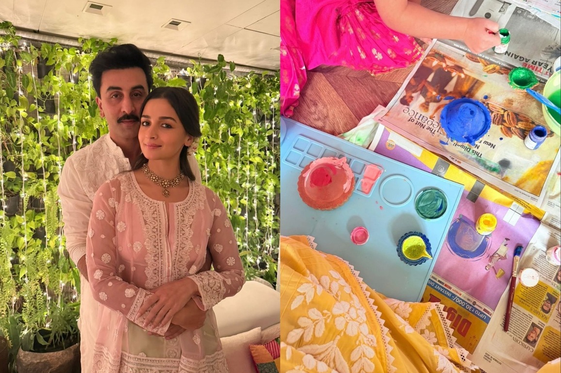 Alia Bhatt celebrates "Dil wali Diwali" with Ranbir Kapoor, daughter Raha paints diya