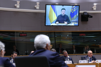 BELGIUM-BRUSSELS-EU SUMMIT-UKRAINE-ZELENSKY-ADDRESS