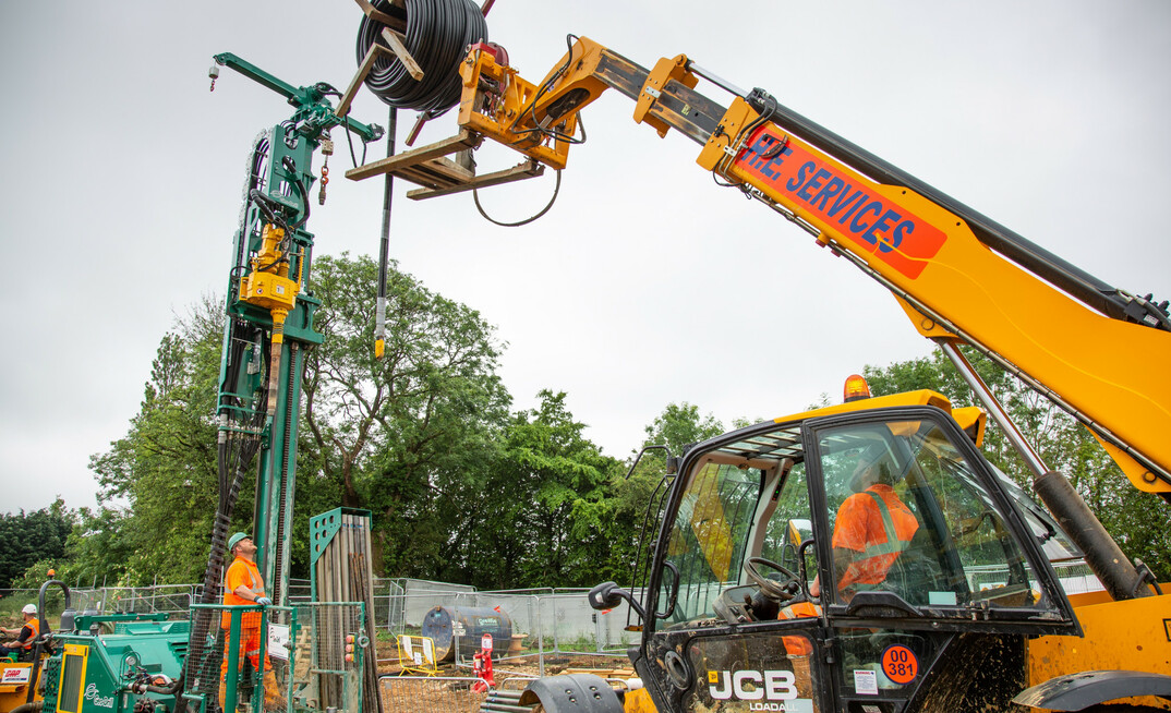 When space is limited, boreholes need to be drilled for the piping that supplies the energy for ground source heat pumps to work effectively. Credit: Kensa Group
