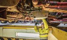 A WesTrac mechanic at work.