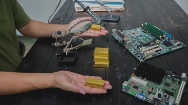 Gold can be extracted from old computers by dismantling the device and collecting circuit boards.