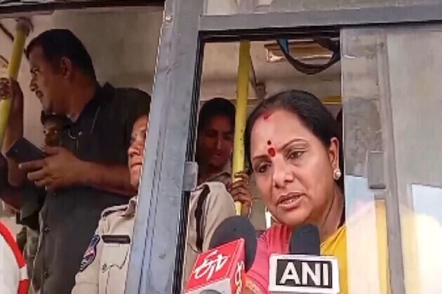 "No woman in bus... very illegal": Telangana Jagruthi President K Kavitha after police detains her in Khammam
