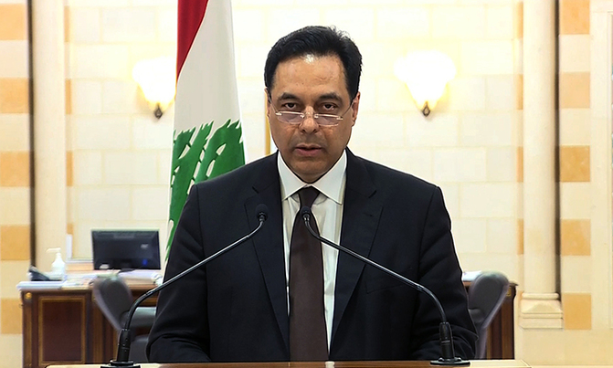 Lebanon's PM Diab announces resignation of government Lebanon's PM Diab announces resignation of government