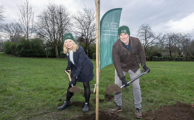 Mayor Brabin and Mayor Skaith mark the launch of the White Rose Forest Strategic Plan 2050 / Credit: White Rose Forest - Duncan Lomax