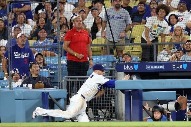 Dodgers 1B Freddie Freeman listed as day-to-day after fall into dugout