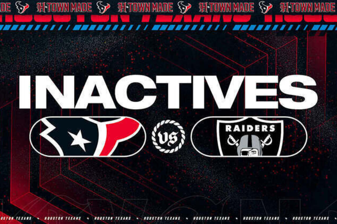 Texans Inactives: Week 16 vs Las Vegas Raiders