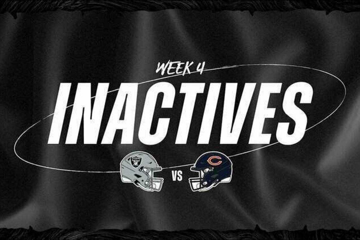 Las Vegas Raiders Week 4 Inactives vs. Chicago Bears