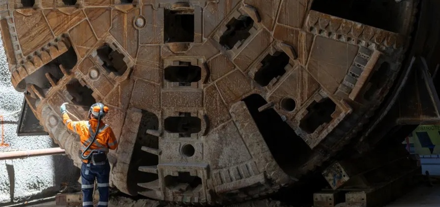 One of the TBMS used for the Sydney Metro West tunnels prior to its removal from the tunnels