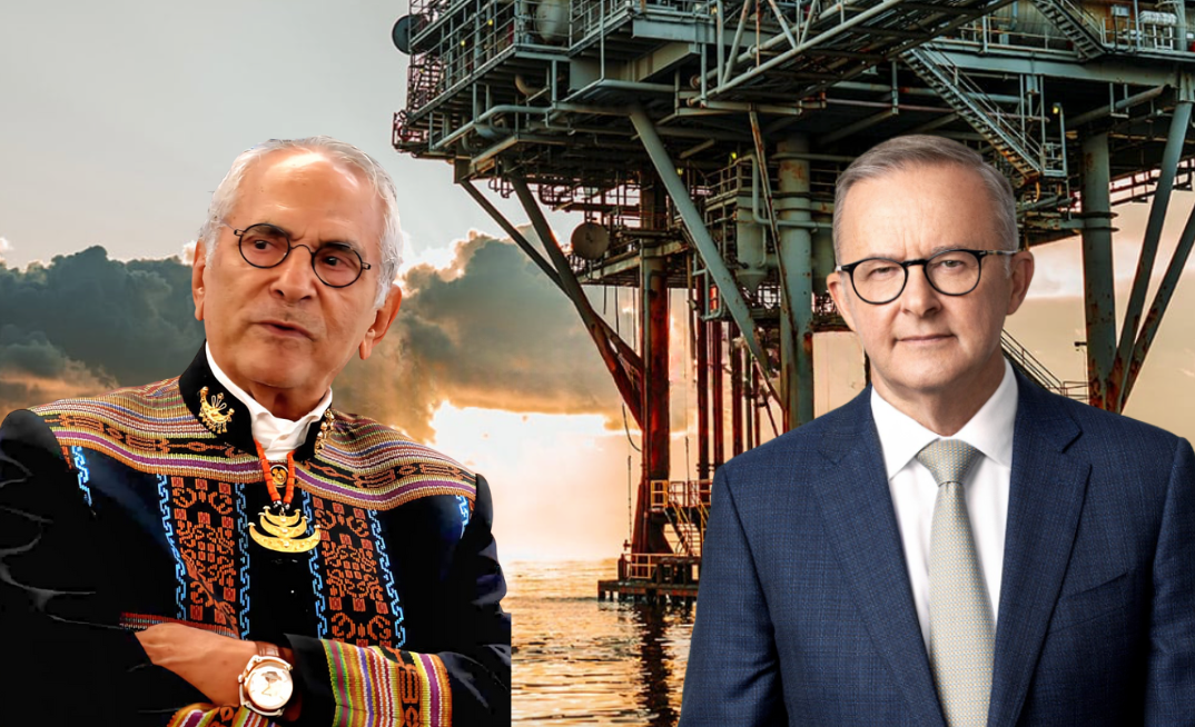 Deal revived: $74 billion Greater Sunrise gas project back on the table. Pictured: President José Ramos-Horta of Timor-Leste (L) with Australian Prime Minister Anthony Albanese and the Greater Sunrise gas field.
