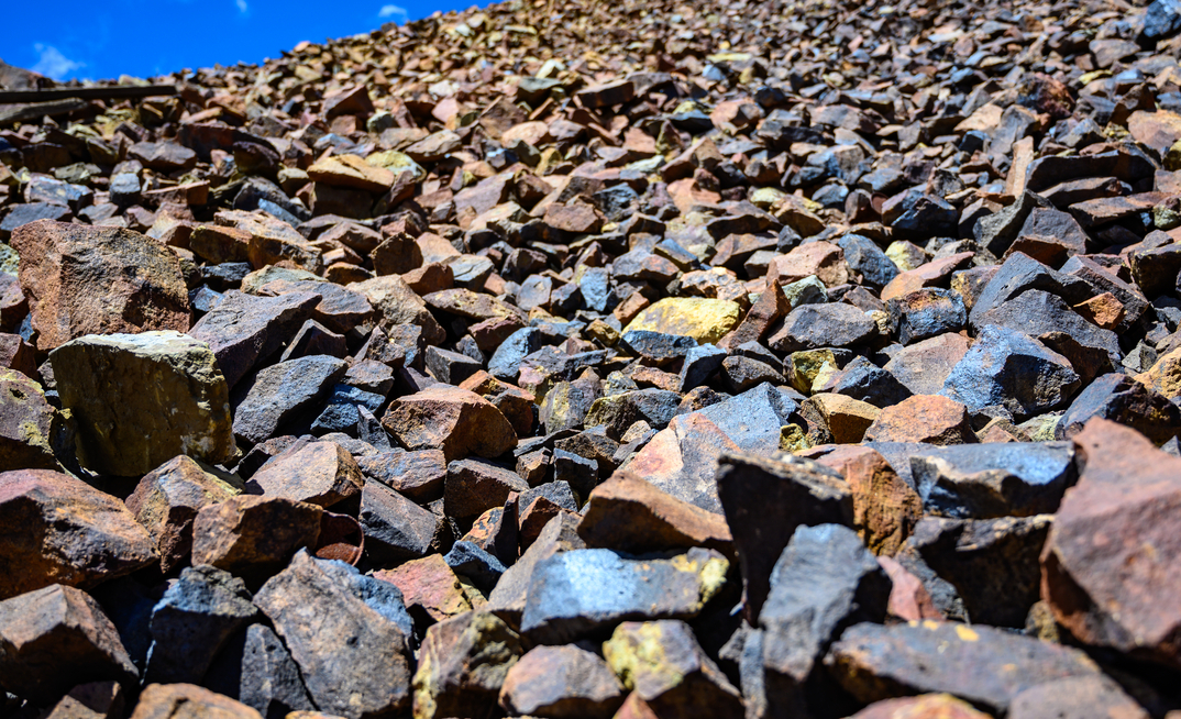 Rock tailings from gold mine.