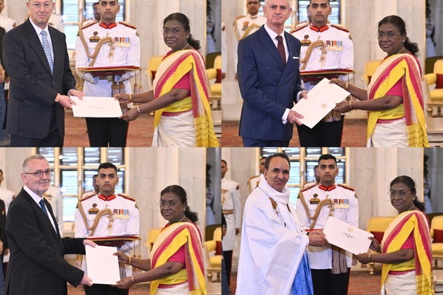 President Droupadi Murmu accepts credentials of newly appointed envoys