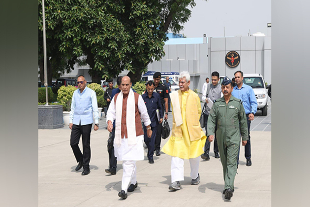 Union Defence Minister Rajnath Singh leaves for Srinagar