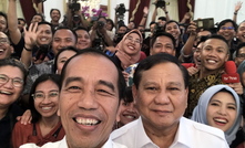  President Joko Widodo takes a selfie with front-runner Prabowo Subianto in October, 2019.
