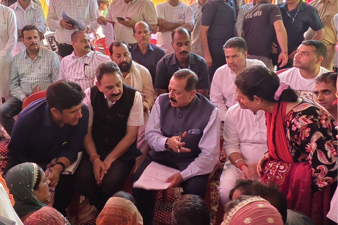 J-K: Union Minister Jitendra Singh listens to public grievances in Udhampur