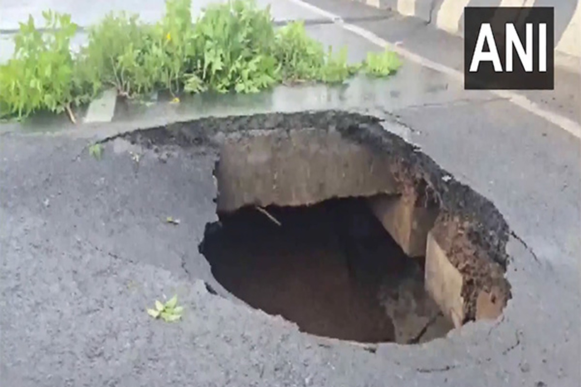 Portion of flyover collapse on National Highway 44 in New Delhi following heavy rainfall
