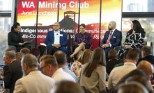 Florence Drummond (left), Brenden Taylor, Emma Garlett, Yuluwurri McGrady and Nevinia Davenport speaking at the WA Mining Club.