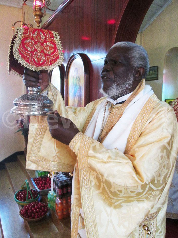 rthodox rchbishop onah wanga presiding over the aster prayers at amungoona on unday 