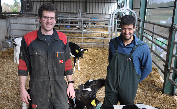 George Lester (left), of the Manor Farming Company, with vet Duarte Monteiro of Shropshire Farm Vets. 