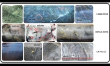  Examples of free gold in drill core from Great Bear Resources’ Dixie project in Canada
