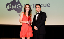 Fortescue People director Linda O’Farrell accepting the Workforce Diversity Excellence award from Perdamen chairman Vikas Rambal.