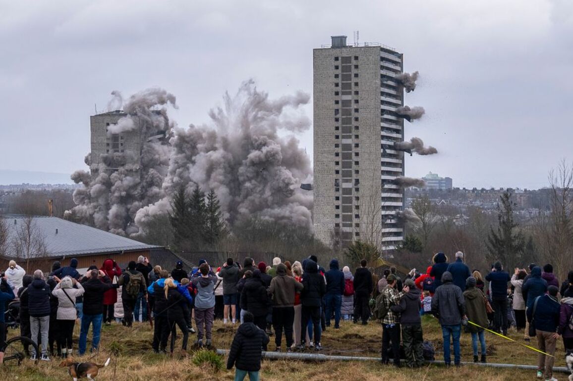 Moment Maryhill Wyndford tower blocks demolished as skyline permanently altered