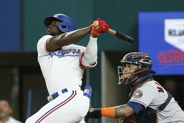 Adolis Garcia ties Rangers' rookie HR record in win over Astros