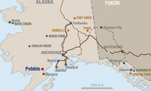 Pebble's location in Alaska, USA