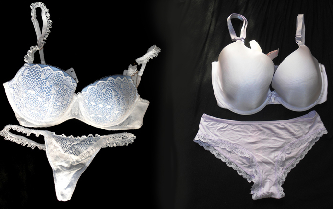 he laced thong and push up bra left is a favourite as is the high cut panty and full cap bra right