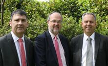 AVL COO Todd Richardson and MD Vincent Algar flank WA mines minister Bill Johnston.