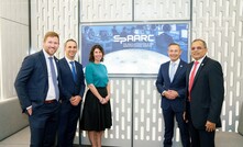  (Left to right) Sam Forbes (Fugro’s SpAARC director), Enrico Palermo (head of the Australian Space Agency), Dawn McIntosh (Fugro’s space systems director), Roger Cook (WA’s deputy premier) and Amar Umap (Fugro group director Asia Pacific) at the official opening of SpAARC