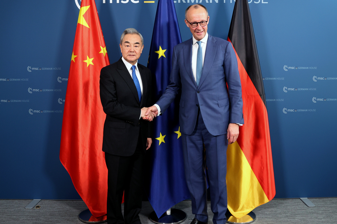 GERMANY-MUNICH-CHINA-WANG YI-GERMAN CHANCELLOR-MEETING