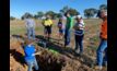  Dr Cassandra Schefe talked soil carbon, pH and carbon trading at a recent soil pit event. Picture courtesy Riverine Plains.