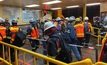  An employee transport queue at PT Freeport Indonesia’s Grasberg operations last week