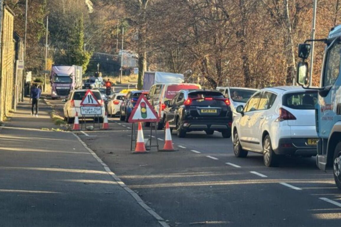 Roadworks at Keith's Union Bridge on the A96 delayed