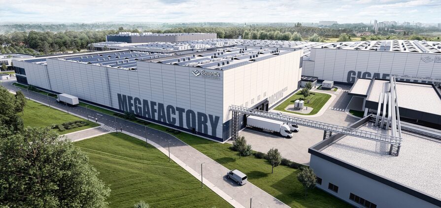 Concept art of ElevenEs' LFP battery cell factory