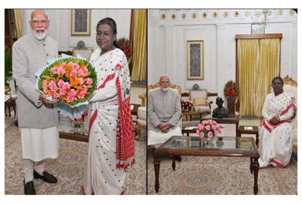 PM Modi calls on President Droupadi Murmu at Rashtrapati Bhavan