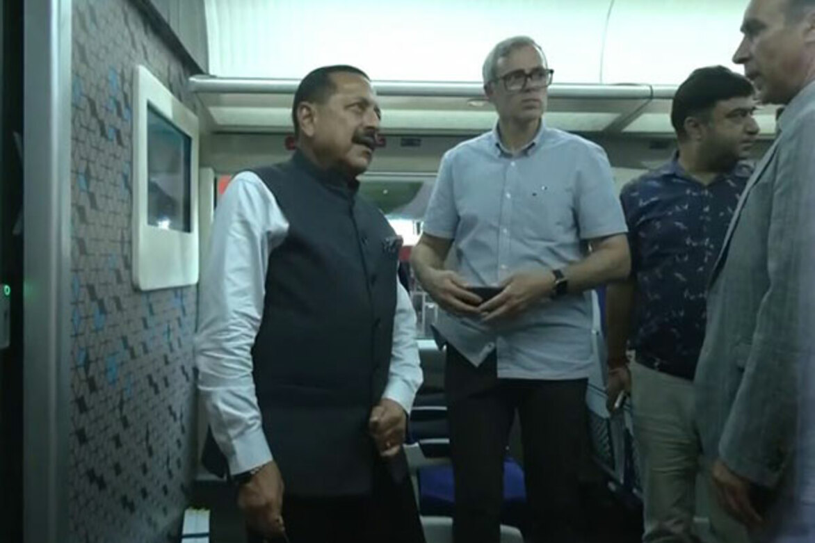 J-K CM Omar Abdullah, Union Minister Jitendra Singh, inspect Katra railway station ahead of PM Modi's visit
