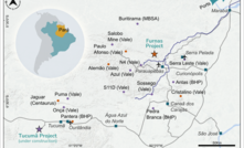  Mapa com localização do projeto de cobre Furnas, de parceria entre Vale e Ero Copper/Reprodução