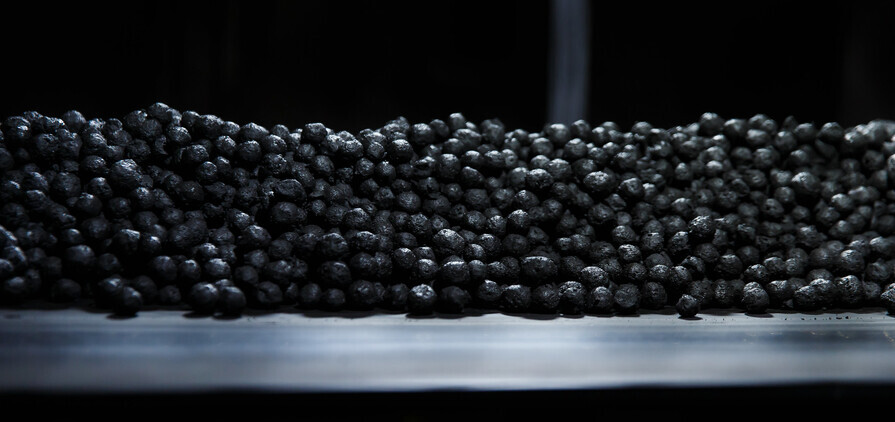 Iron ore pellets at Metinvest site.