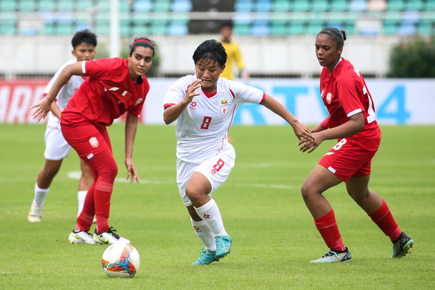 (SP)MYANMAR-YANGON-FOOTBALL-AFC WOMEN'S ASIAN CUP QUALIFIERS-MYANMAR VS BAHRAIN