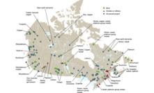 Map of Canada's current critical metals mines, smelters/refineries and advanced projects. Image: Government of Canada