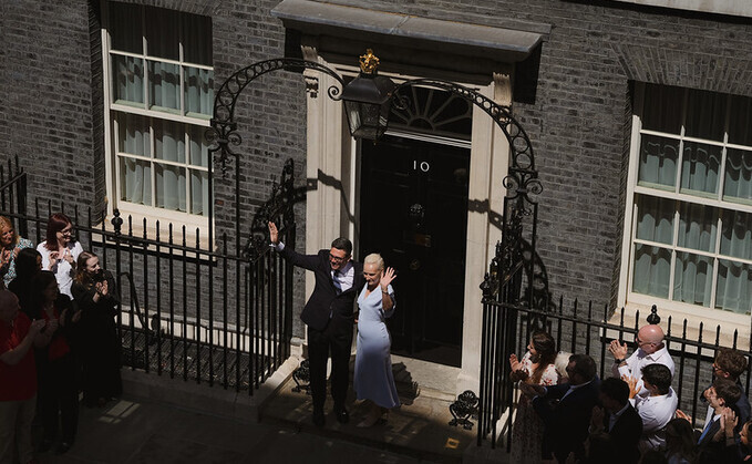 Andy Burnham enters Downing Street with his wife, Marie-France van Heel / Credit: Ben Dance / No 10 Downing Street
