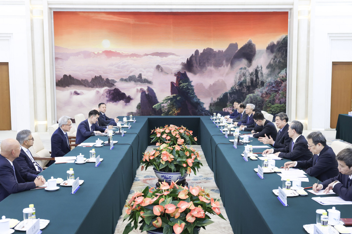 CHINA-BEIJING-HE LIFENG-NVIDIA CEO-MEETING (CN)