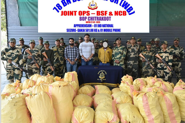 BSF, NCB apprehend smuggler with 5 quintal of ganja, destroy 5 acres cannabis cultivation in Cooch Behar