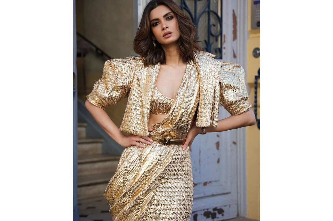 "Dipped in Indian Gold": Diana Penty brings traditional elegance to Cannes in stunning Manish Malhotra saree look